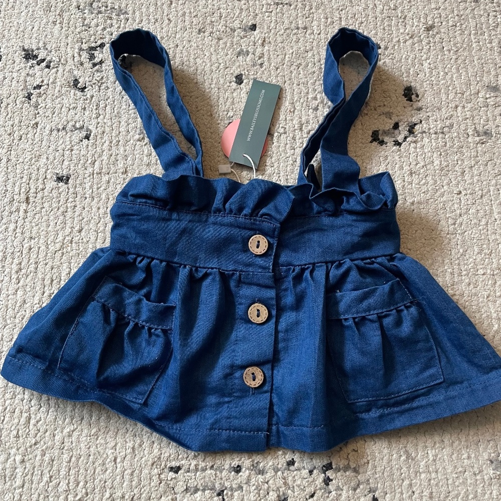 Bailey’s Blossoms size 6-9 momths Presley Denim Suspender Skirt Dark Wash